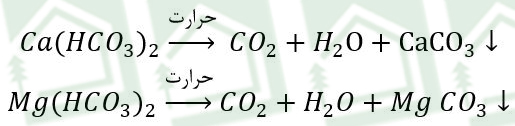 فرمول واکنش تولید رسوب کربنات کلسیم و کربنات منیزیم